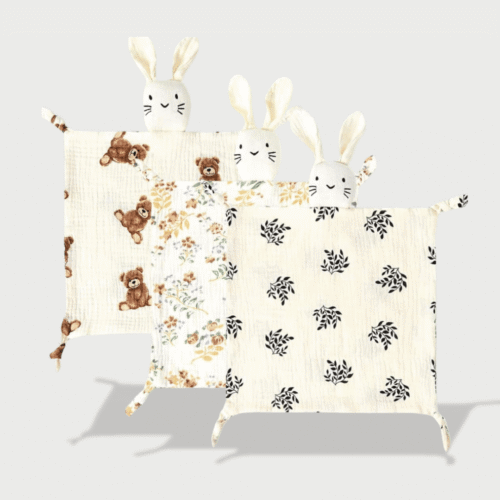 Doudou Plat Lapin avec de Jolie Motifs 30 cm